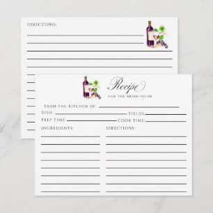 D'accompagnement Carte de recette Vino Before Vows pour insertion d