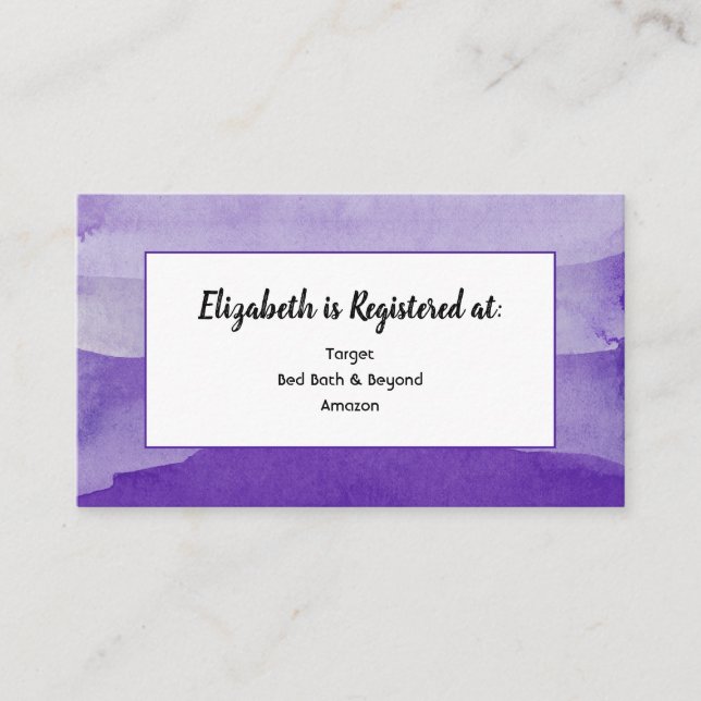 D'accompagnement Carte de registre aquarelle violette (Devant)
