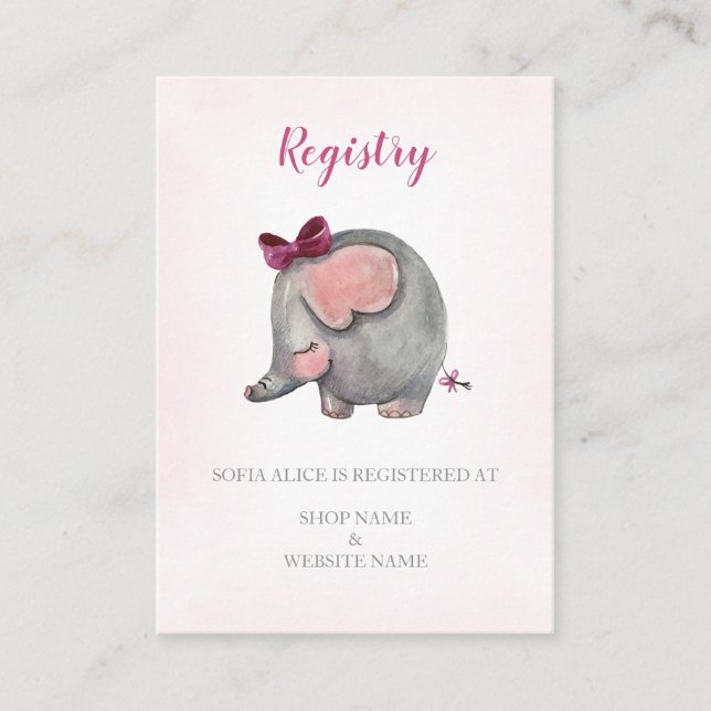 D'accompagnement Carte de registre | Baby shower fille | Carte d'ac (Devant)