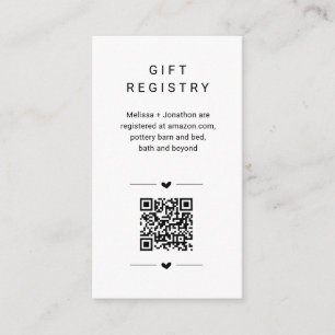 D'accompagnement Carte de registre cadeau de code QR unique Inserti
