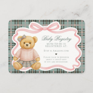 D'accompagnement Carte de registre de bébé Ourson à nœud papillon r