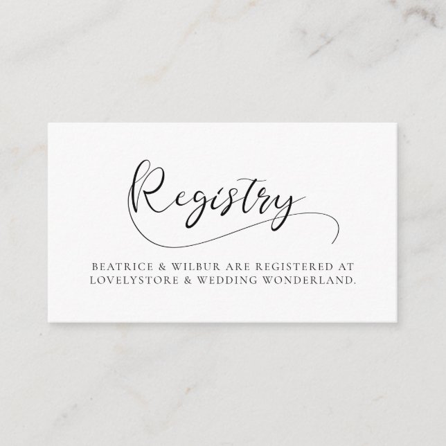 D'accompagnement Carte de registre de mariage à calligraphie romant (Devant)