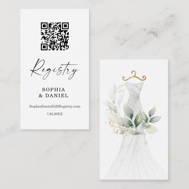 D'accompagnement Carte de registre de mariage à l'aquarelle avec fe (Devant / Derrière)