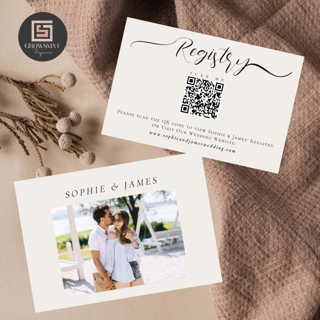 D'accompagnement Carte de registre de mariage avec photo et QR code (Créateur téléchargé)