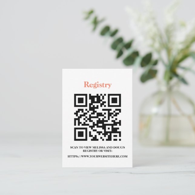 D'accompagnement Carte de registre éditable avec code QR, invitatio (Debout devant)