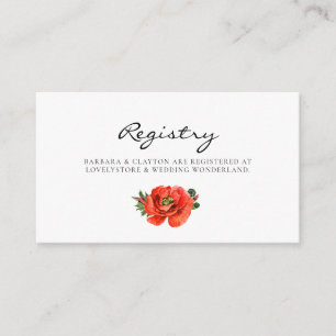 D'accompagnement Carte de registre mariage d'aquarelle rouge pavot