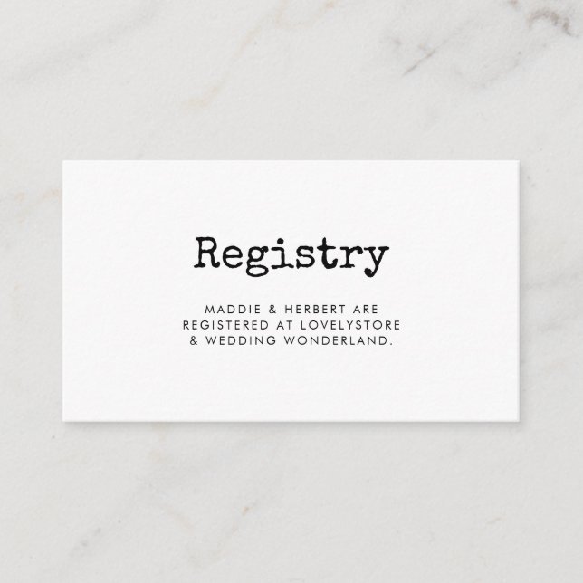 D'accompagnement Carte de Registre mariage de machine à écrire vint (Devant)