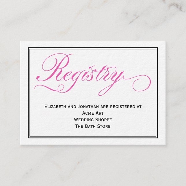 D'accompagnement Carte de Registre Mariage de script de calligraphi (Devant)