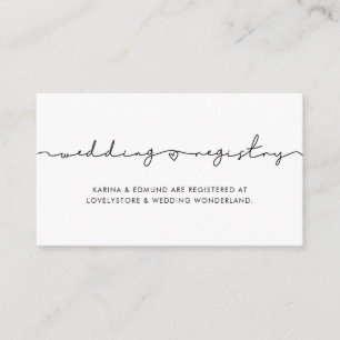 D'accompagnement Carte de registre minimaliste mariage manuscrit