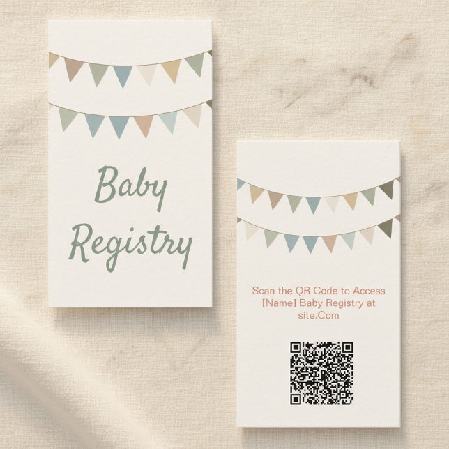 D'accompagnement Carte de registre QR Code pour la baby shower avec (Rustic bunting baby shower QR Code Registry Card.)