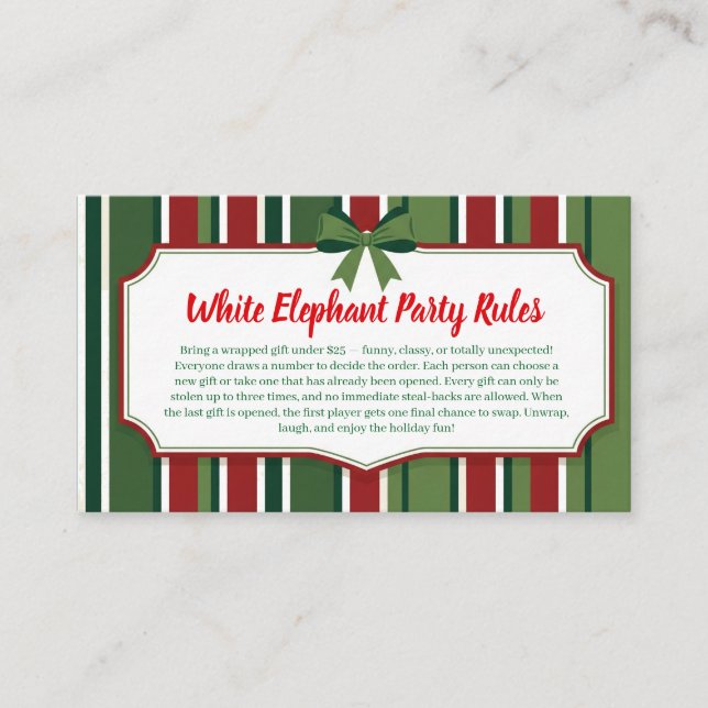 D'accompagnement Carte de règles de la fête de l'éléphant blanc | D (Devant)
