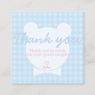 D'accompagnement Carte de remerciement carré pour Baby Shower Blue