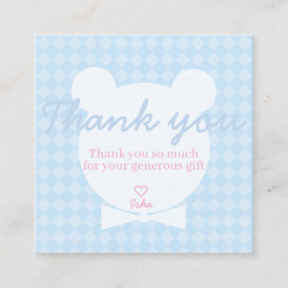 D'accompagnement Carte de remerciement carré pour Baby Shower Blue