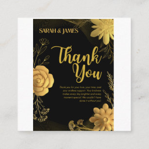D'accompagnement Carte de remerciement de mariage à fleurs noires e