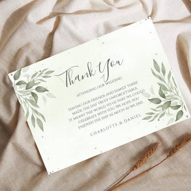D'accompagnement Carte de remerciement de mariage à la verdure sage (Créateur téléchargé)