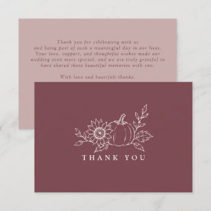 D'accompagnement Carte de remerciement de mariage au tournesol et c