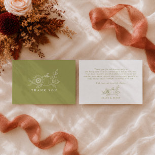 D'accompagnement Carte de remerciement de mariage Olive Green Pumpk