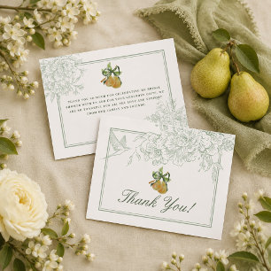 D'accompagnement Carte de Remerciement Mariage Vintage Vert Poire P