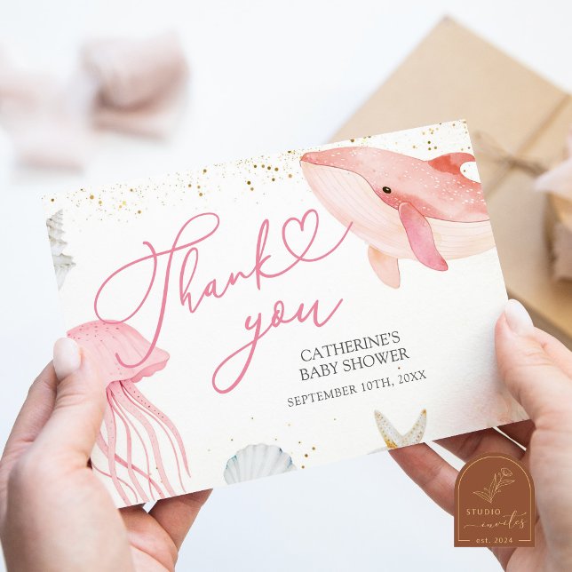 D'accompagnement Carte de remerciement Mer Rose (Créateur téléchargé)