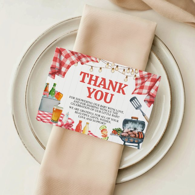 D'accompagnement Carte de remerciement Rustique Gingham Baby-Q (Créateur téléchargé)