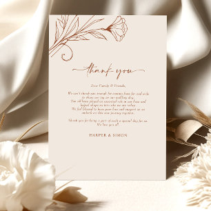 D'accompagnement Carte de remerciement Terracotta Script Info