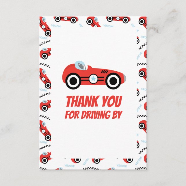 D'accompagnement Carte de remerciement Thème Voiture de Course (Devant)
