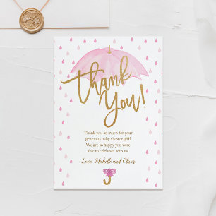 D'accompagnement Carte de remerciements Baby shower parapluie rose