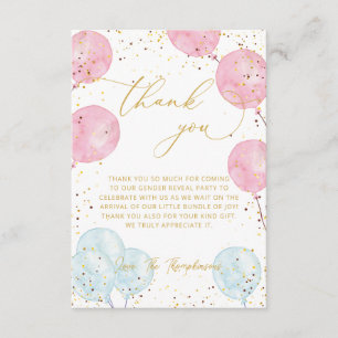 D'accompagnement Carte de remerciements de révélation de genre rose