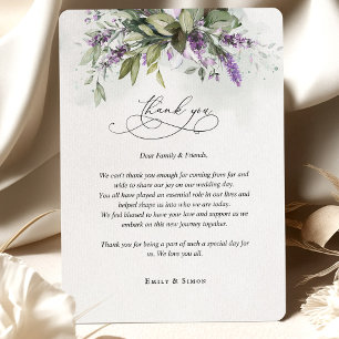 D'accompagnement Carte de remerciements Lavender Mariage de script 
