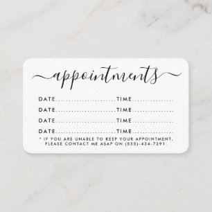 D'accompagnement Carte de rendez-vous à script simple - noir et bla