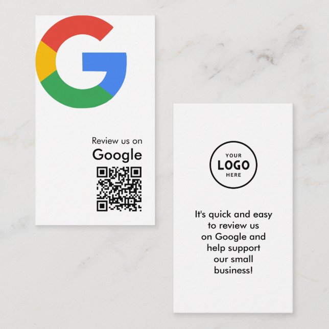D'accompagnement Carte de renvoi de code QR de révision Google mode (Devant / Derrière)