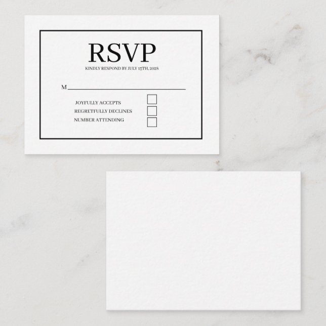 D'accompagnement Carte de Réponse (Devant / Derrière)