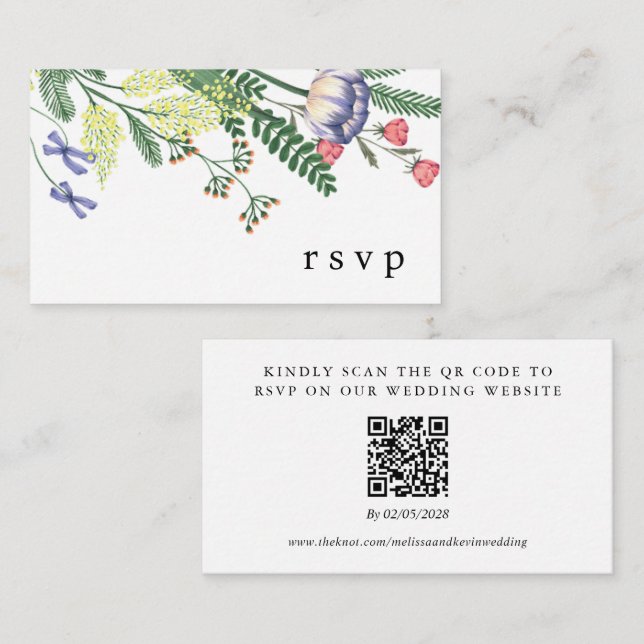 D'accompagnement Carte de réponse au code QR de RSVP de mariage (Devant / Derrière)