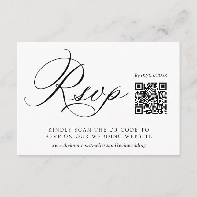 D'accompagnement Carte de réponse au code QR de RSVP de mariage (Devant)