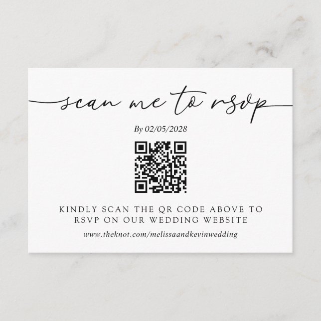 D'accompagnement Carte de réponse au code QR de RSVP de mariage (Devant)