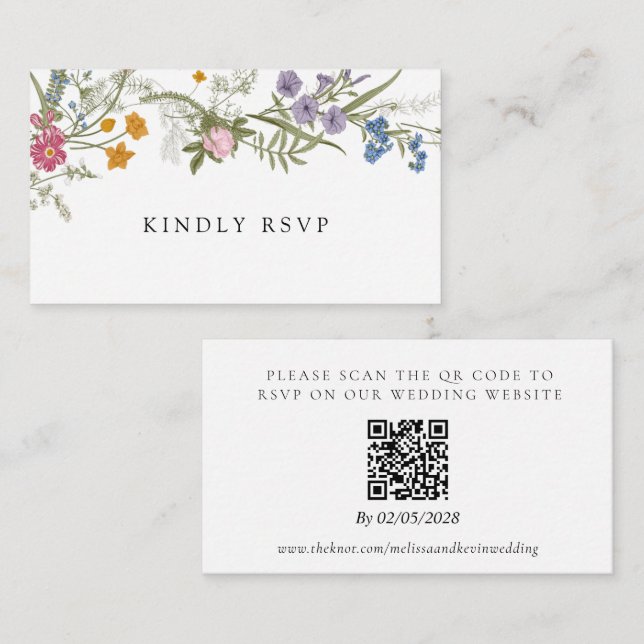 D'accompagnement Carte de réponse au code QR de RSVP de mariage (Devant / Derrière)
