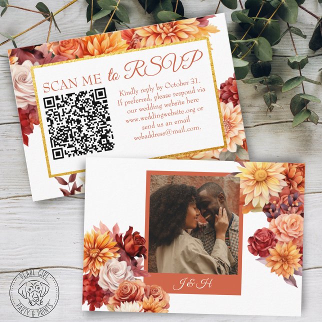 D'accompagnement Carte de réponse avec code QR pour mariage floral  (Créateur téléchargé)