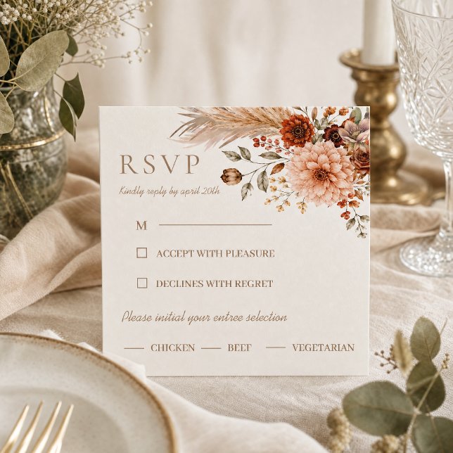 D'accompagnement Carte de réponse Boho Floral Pumpkin Fall in Love (Boho Floral Pumpkin Fall in Love RSVP Card)