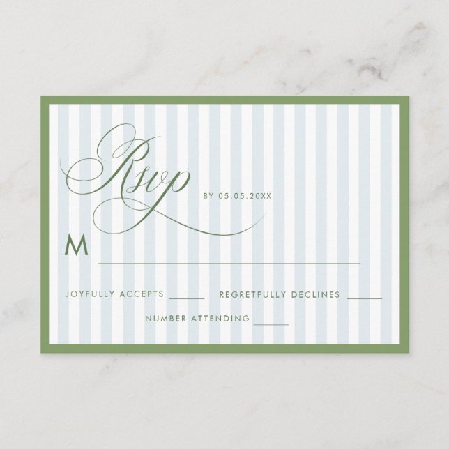D'accompagnement Carte de réponse de mariage à bordure vert sauge e (Devant)