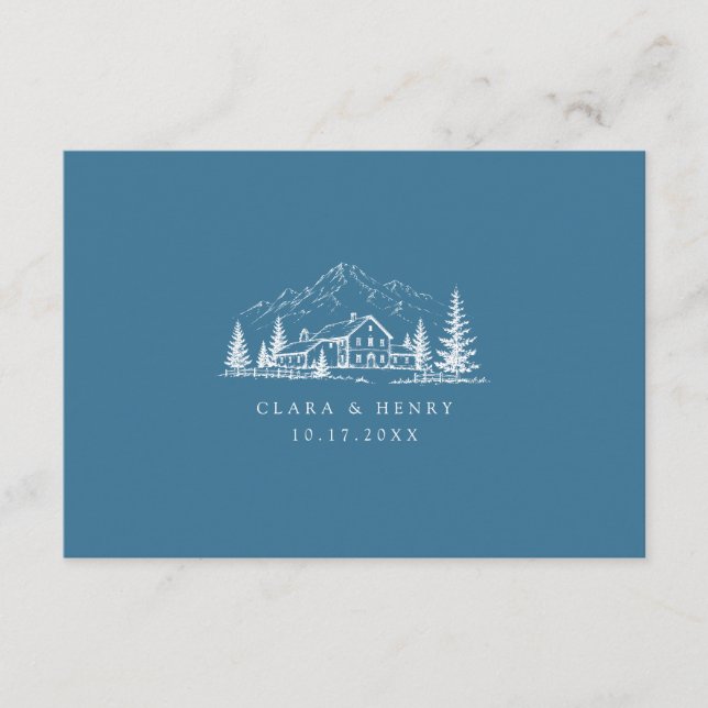 D'accompagnement Carte de réponse de mariage à code QR Blue Mountai (Devant)