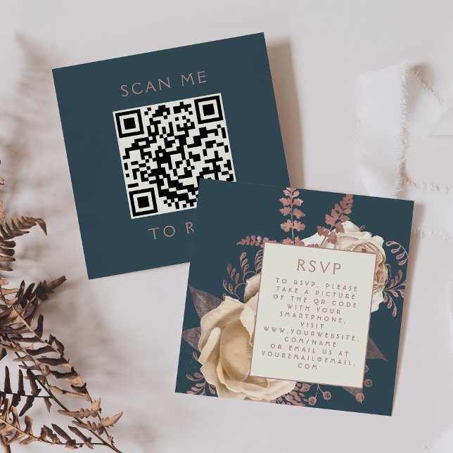D'accompagnement Carte de réponse de mariage à code QR floral ivoir (Créateur téléchargé)
