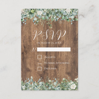 D'accompagnement Carte de réponse de mariage à la verdure d'eucalyp