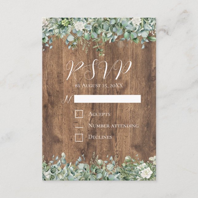 D'accompagnement Carte de réponse de mariage à la verdure d'eucalyp (Devant)