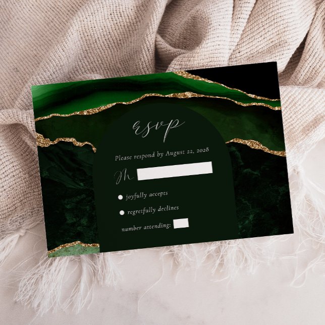D'accompagnement Carte de réponse de mariage à l'arch en agate doré (Créateur téléchargé)
