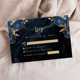D'accompagnement Carte de réponse de mariage à motif floral bleu ma