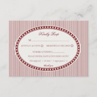 Carte de réponse de mariage à motif harlequin rayé