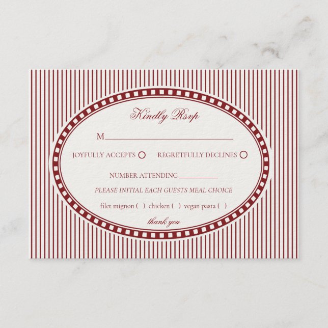 D'accompagnement Carte de réponse de mariage à motif harlequin rayé (Devant)