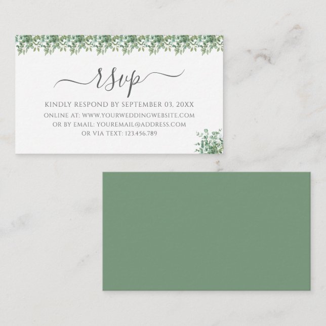 D'accompagnement Carte de réponse de mariage au eucalyptus (Devant / Derrière)