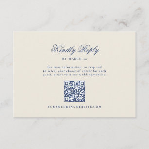 D'accompagnement Carte de réponse de mariage avec code QR Navy pous