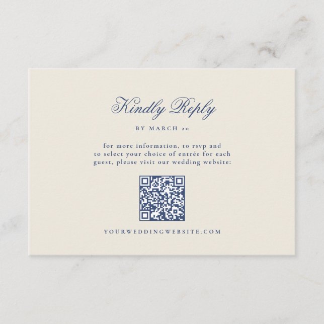 D'accompagnement Carte de réponse de mariage avec code QR Navy pous (Devant)
